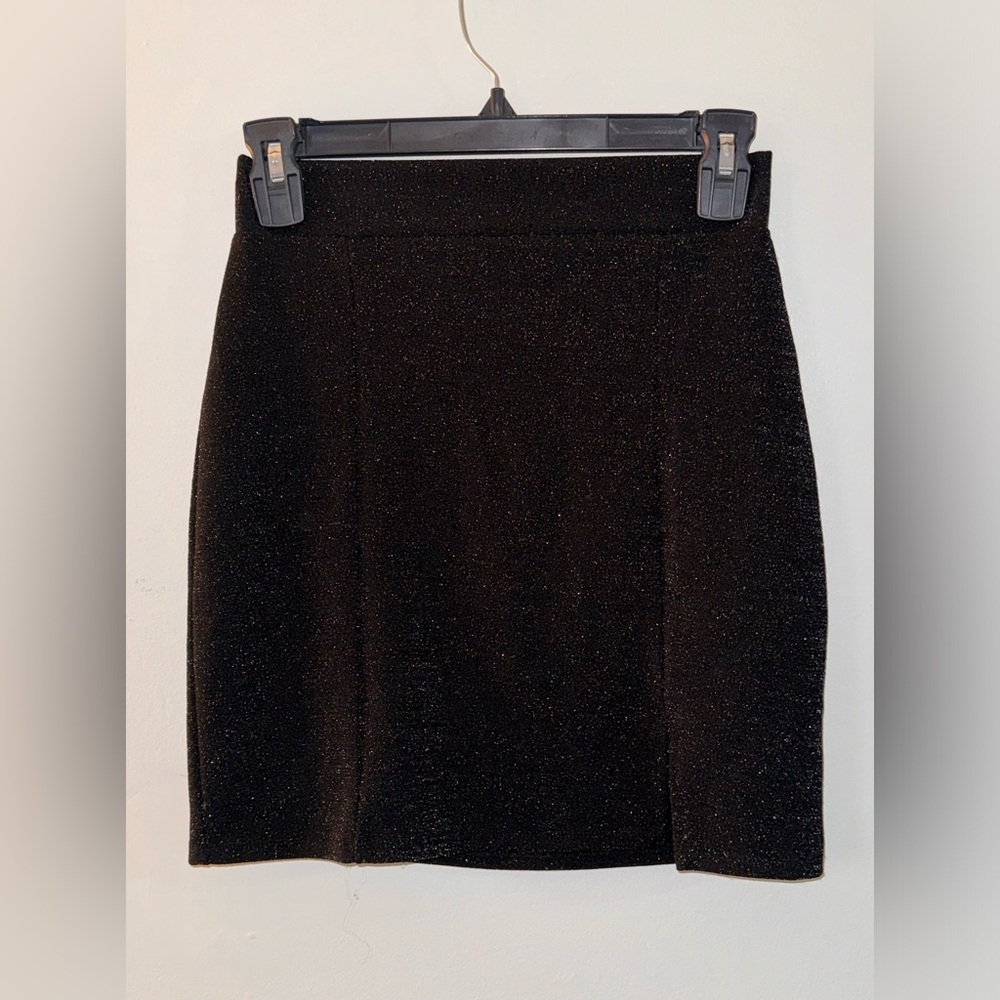 Sparkle Stretch Black Mini Skirt